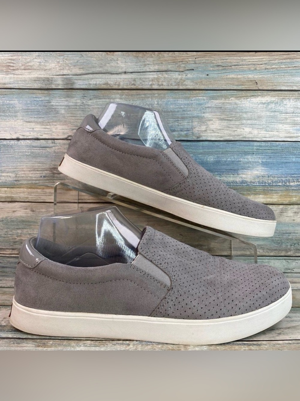 Dr Scholl's Mattison Womens 9M Gray Perforated Sneakers Slip On Loafers Shoes